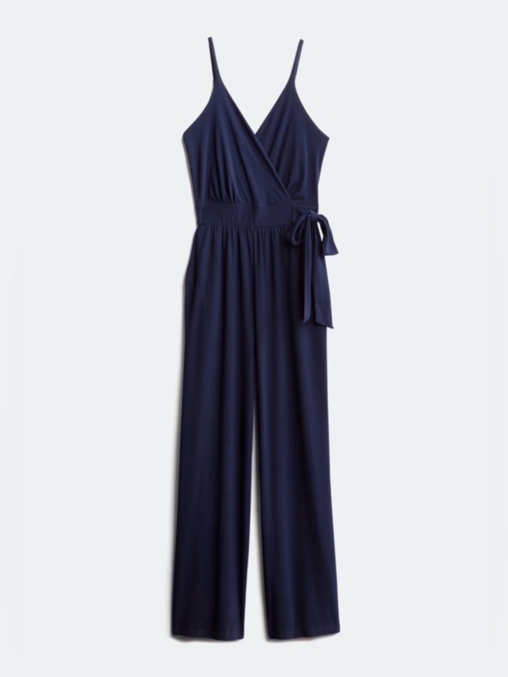 Kaileigh Rochelle Navy Wide-Leg Knit Jumpsuit with Side Tie